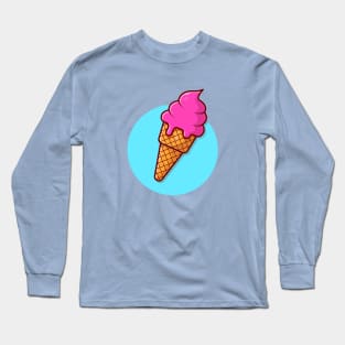 Ice Cream Cone Cartoon Vector Icon Illustration (8) Long Sleeve T-Shirt
